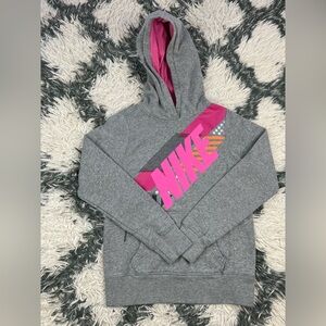Nike Kids Girls Gray Graphic Sweater Size Large